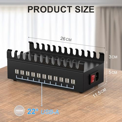 300W USB Charging Station, ALI SEA 22 Port USB Fast Charging Station for Multiple Devices, Multi Charger Station Organizer Compatible with Cellphone, Tablet, Kindle, iPad and More