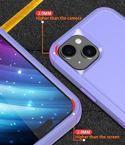 Diverbox for iPhone 15 Pro Case [Shockproof] [Dropproof] [Tempered Glass Screen Protector ],Heavy Duty Protection Phone Case Cover for Apple iPhone 15 Pro 6.1 inch (Purple) - color: Purple