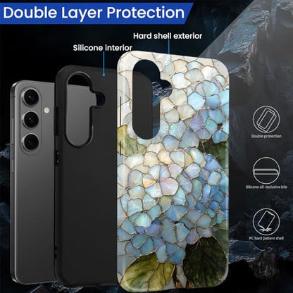 Compatible with Samsung Galaxy S26 Plus Case,Glossy Case All-Round Protection Shockproof Anti-Scratches TPU Cover,Cases for Man Woman-Hydrangeas Bush Stained Glass - color: Hydrangeas Bush Stained Glass, size: Galaxy S26 Plus