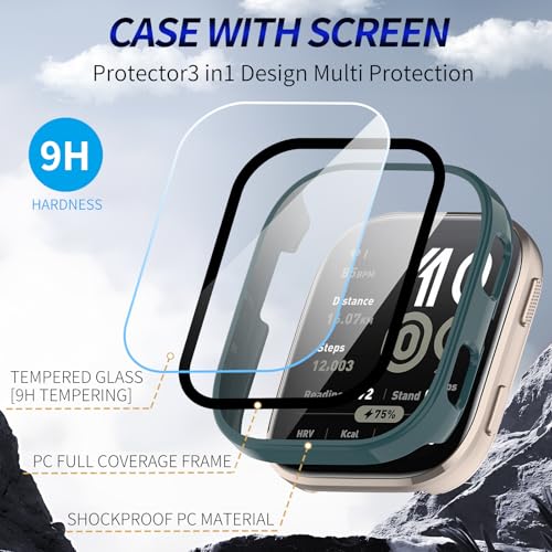 2 Pack for Amazfit Bip 6 Screen Protector Case - color: Dark Green+Dark Green
