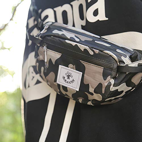 4Monster Hiking Waist Packs Portable,Water Resistant Fanny Bag with Adjustable Strap,Lightweight Crossbody Chest Bag Slim Bag - color: Army Green