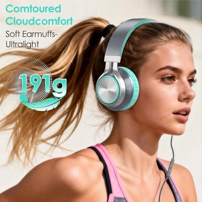 INFURTURE USB C Headphone for School & Adults Over-Ear Headphone with Mic - color: Green