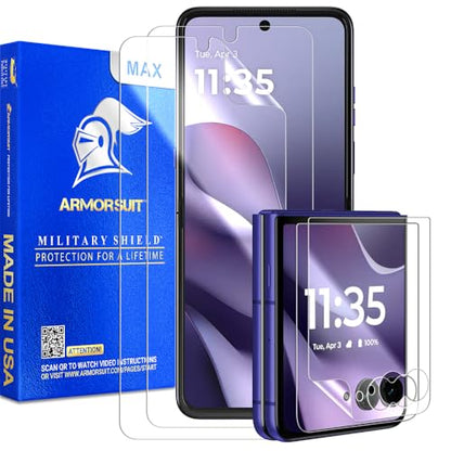 ArmorSuit 2+2 Pack Screen Protector for Motorola Razr Ultra 2026/2025 / Razr+ Plus (2026/2025/2024) Max Coverage MilitaryShield HD Clear Film - Made in the USA