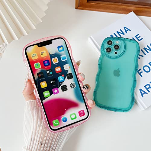 Qokey Compatible for iPhone 12 Pro Case 6.1 inch,Cute Clear Love Design,Heart Camera Curly Wave Transparent Protection Soft Shockproof Phone Cover for Women Girl Men, Pink - size: for iPhone 12 Pro