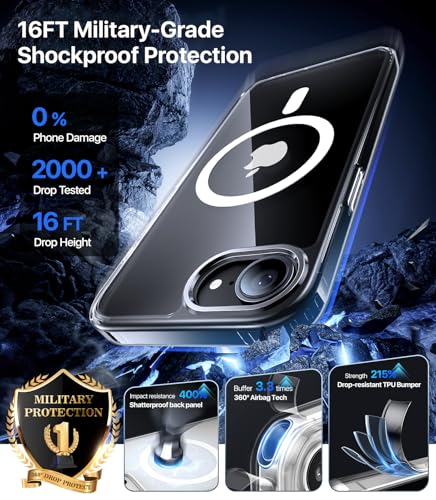 Eastinbox Magnetic iPhone 17e & 16e Case, Protective Case, Clear | Shockproof, Compatible with MagSafe, Military-Grade Protection, Anti-Yellowing, Phone Case for iPhone 17 e/16 e 6.1" - color: Clear