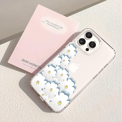 IAIYOXI Clear Case for iPhone 16 Pro, [Crystal Clear Military-Grade Drop Protection], Non-Yellowing, Slim Lightweight Transparent TPU Bumper Phone Case Cover Design - White Flower - color: White Flowers, size: iPhone 16 Pro