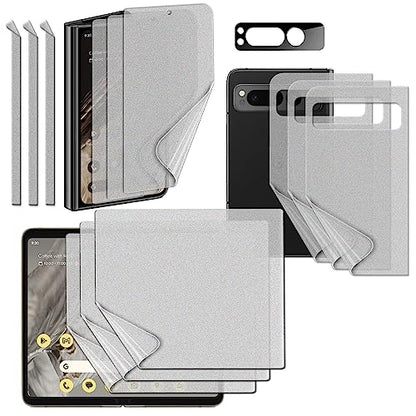 [3SET 13PCS] Google Pixel Fold 5G 2023 [3set 12pcs] Anti-Glare (matte) TPU Film Screen Protector + 1 Lens Protector with Hinge Protector [Anti-glare Film] Scratch Resistant HD Clear Case Friendly - color: [Pixel Fold] 3 set 12 pcs Matte TPU film + 1 lens