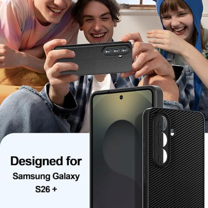 AICase for Samsung Galaxy S26 Plus Case, Carbon Fiber Design Thin Slim Fit Shockproof Hybrid Hard PC Soft TPU Bumper Drop Protection Lightweight Aramid Fiber Protective Cover - color: Carbon Fiber, size: S26 PLUS