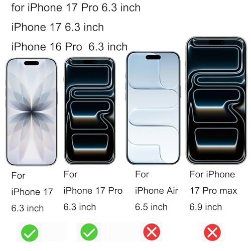 2 Pack Anti-Blue Privacy Tempered Glass for iPhone 17 Pro / 17/16 Pro Anti-Spy Screen Protector Film Electroplated Gradient Blue 6.3 inch - size: For iPhone 17 Pro /16 Pro /17