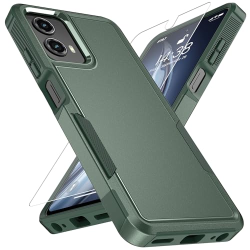 Vinve for Moto G 5G 2024 Case with HD Screen Protector, Military-Grade Shockproof & Dual-Layer Protection, Anti-Slip Grip Design Phone Case, Blackish Green - color: Blackish Green, size: Moto G 5G 2024