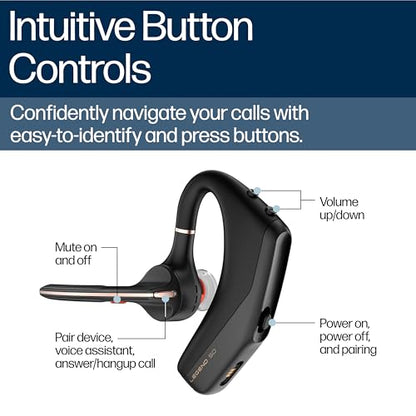 Poly Voyager Legend 50 UC Bluetooth Headset with Charging Case - 4 Noise-Canceling Mics, AI NoiseBlockAI & WindSmart Tech - Bluetooth Headphones with Mic, Smart Call Controls, All-Day Comfort - style: Legend 50 with Charging Case