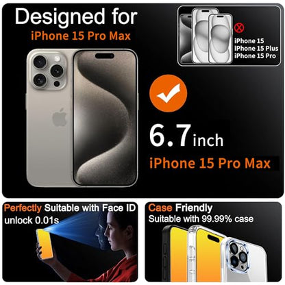 Privacy Screen Protector for iPhone 15 Pro Max 2 Pack (Gold) - color: for iPhone 15 Pro Max (Gold)