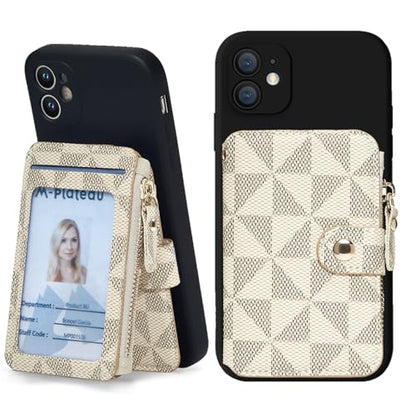 Phone Wallet Stick On, Credit Card Holder for Women Attachable 3M Sticker | Card Holder for Phone case Stick on Attachable Credit Card Holder for Phone (Compatible with Most Smartphones) (off White) - color: off White