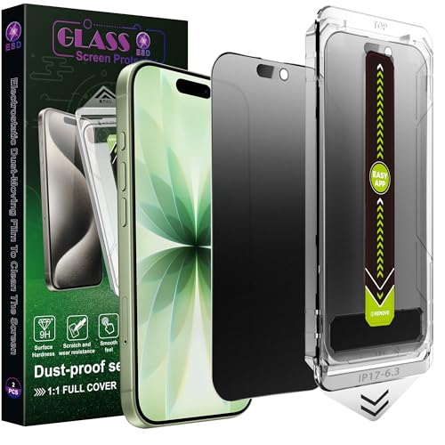 2-Pack Matte Privacy Anti-Spy Screen Protector for iPhone 17/16 Pro (6.3-Inch),Anti-Glare,9H Tempered Glass,Full Coverage,Anti-Fingerprint,Auto Dust Removal,Bubble-Free
