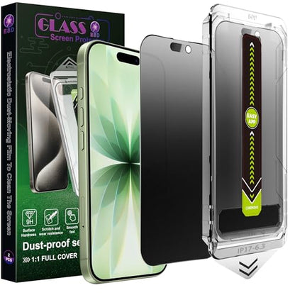 2-Pack Matte Privacy Anti-Spy Screen Protector for iPhone 17/16 Pro (6.3-Inch),Anti-Glare,9H Tempered Glass,Full Coverage,Anti-Fingerprint,Auto Dust Removal,Bubble-Free
