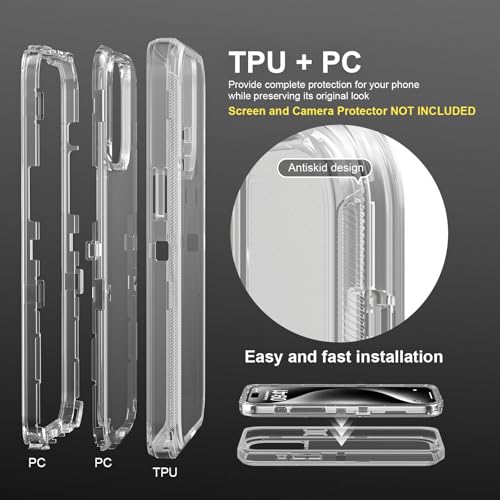 Follaroma for iPhone 15 Pro Case, Heavy Duty Shockproof Protection Phone Cases, Anti-Drop, Durable Dual Layer Transparent Protective Cover Compatible with iPhone 15 Pro, 6.1 inch, Crystal Clear - color: Clear, size: iPhone 15 Pro 6.1‘’