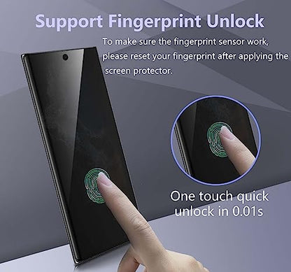 【2+2 Pack for Samsung Galaxy S24 Ultra Privacy Screen Protector Tempered Glass with Camera Lens Protector - High Transparency, Shockproof, Anti-Smudge, Supports Fingerprint Unlock - size: S24U 2+2