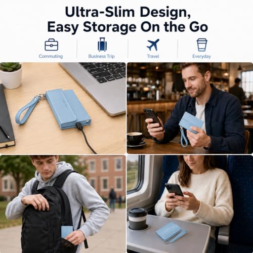 Power Bank Case for Anker Nano 5000mAh Magnetic Wireless Charging Battery - color: Blue, size: 4.05*2.75*0.39inch