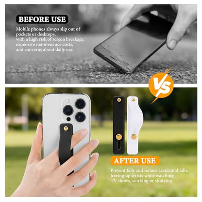 2-Pack White Silicone Phone Strap with Kickstand - Versatile Grip & Holder for Most Phones and Cases (Black *1 + White * 1) - color: Black *1 + White * 1