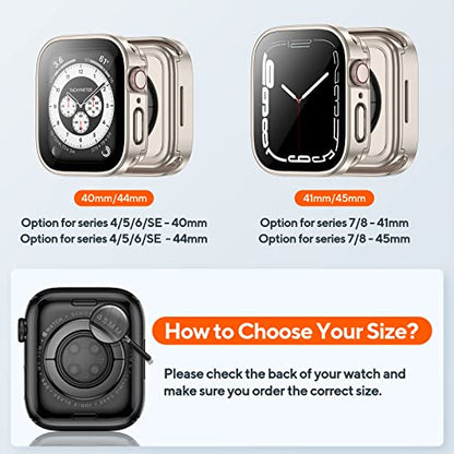 2-Pack Waterproof Case for 41mm Apple Watch Series 9/8/7 - color: Starlight/Clear, size: 41mm (Series 9/8/7)