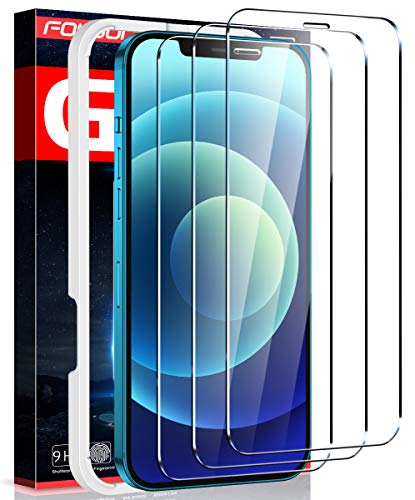 Fotbor Compatible for iPhone 12 Pro/12 Screen Protector - 3 Pack [Military-Grade Shatterproof] Full Coverage Tempered Glass w/Alignment Frame HD Clear Film for Apple iPhone 12 & Pro 6.1" - size: 6.1 inch-iPhone 12/12 Pro