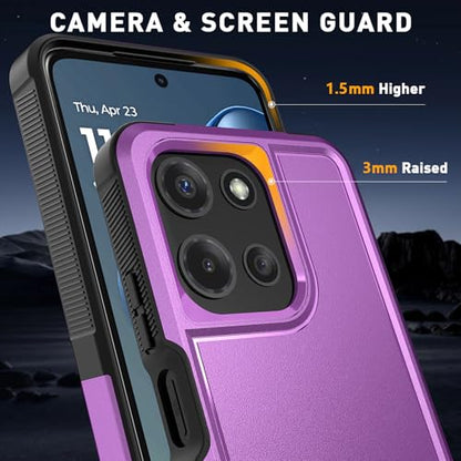 Vinve for Moto G Power 2025 Case with HD Screen Protector, Military-Grade Shockproof & Dual-Layer Protection, Anti-Slip Grip Design Phone Case, Purple - color: Purple