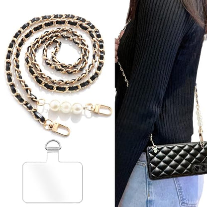 Phone Crossbody Chain Cell Phone Lanyard,Pear&Leather+Metal Chain Universal Cellphone Strap with Tether Patches for Most Phone (J) - color: E