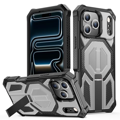for iPhone 17 Pro Max Case with Kickstand, [15FT Military-Grade Drop Protection] [Compatible with MagSafe] Rugged Shockproof Heavy Duty Magnetic iPhone 17 Pro Max Phone Case Cover (Gray) - color: Gray