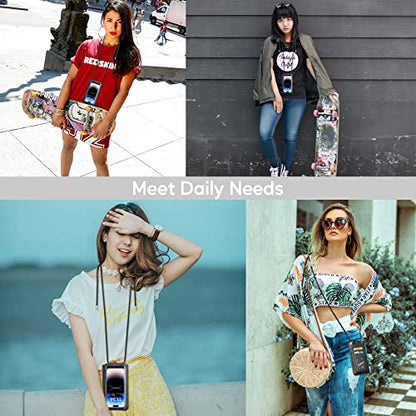 Small Crossbody Bag Cell Phone Purse for Women Men Leather Mini Shoulder Bag Wallet Case with Card Holder Slot Necklace Lanyard for All Phones iPhone Samsung Google up to 7.3" Black - color: Black