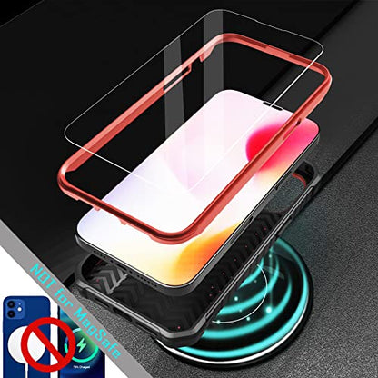 ExoGuard for iPhone 14 Pro Max Case 6.7 Inch, Rubber Shockproof Full-Body Cover Case Come with a Tempered Glass Screen Protector and Kickstand (Red) - color: Red