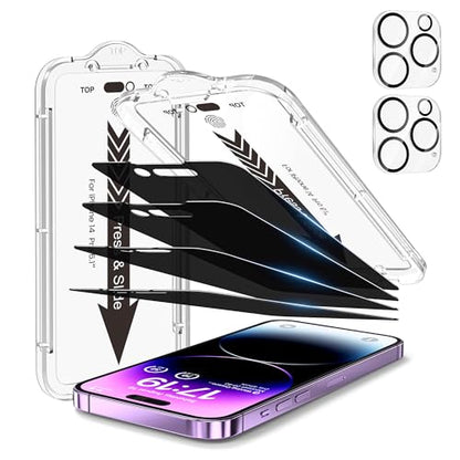 EZ-GLAZ-4+2 Pack for iPhone 14 Pro Privacy Screen Protector (6.1") - size: iPhone 14 Pro
