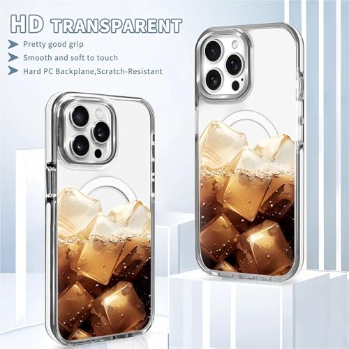 Magnetic Case for iPhone 13 Pro Max Design On Clear Base, Compatible with MagSafe, Slim Protective Soft TPU Bumper Phone Cover Women Girls Case Brown Ice Drinking - color: Brown Ice Drinking, size: iPhone 13 Pro Max
