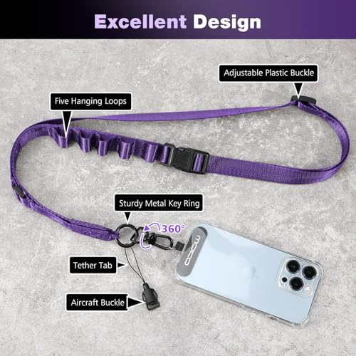 MoKo Adjustable Phone Lanyard Crossbody Strap with Detachable Quick Buckle - color: Dark Purple