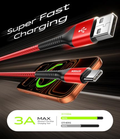 USB C to C Cable 60W Fast Charging 6FT USB C to USB C Cable for CarPlay - color: Red, size: 3FT, style: USB A to USB C