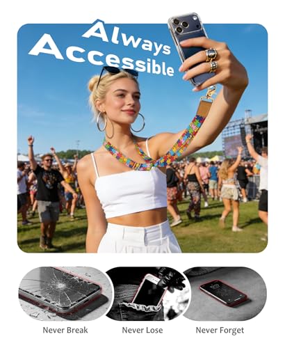 Yonlevres Phone Lanyard Crossbody Strap Wrist Neck Adjustable Women Autism - color: Autism Puzzle