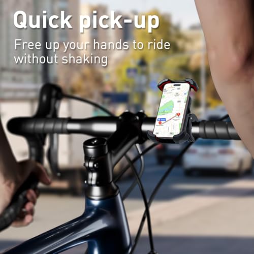 Windone Bike Phone Holder, Motorcycle Phone Mount, Handlebar Phone Mount for Bicycle Scooter, Bike Accessories Compatible with 4.7"~6.7" iPhone, All Smartphones, Red - color: red