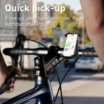 Windone Bike Phone Holder, Motorcycle Phone Mount, Handlebar Phone Mount for Bicycle Scooter, Bike Accessories Compatible with 4.7"~6.7" iPhone, All Smartphones, Red - color: red