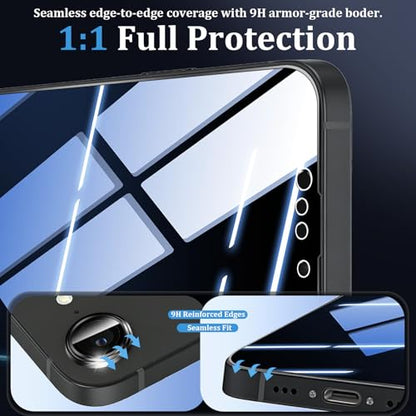 (3+2 Pack) 360° Privacy Screen Protector for iPhone 17e 【4 Way Anti Spy】 + Camera Lens Protector,9H Shatterproof, Anti-Peep,Bubble-Free, Case Friendly Easy Installation Frame Included - size: iPhone 17e