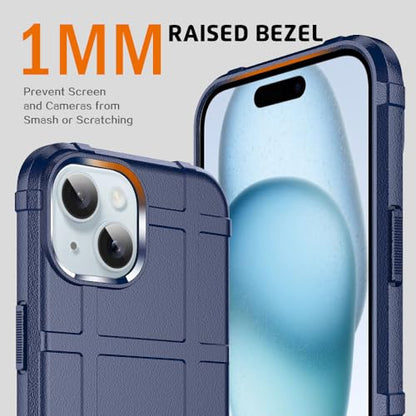 Rugged Shield 8ft Drop Proof TPU Thick Armor Tactical Protective Case Compatible with iPhone 15 (6.1 inches) - Navy Blue - color: Navy Blue, size: iPhone 15