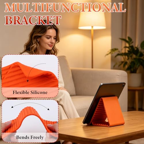 Portable Foldable Silicone Aluminum Phone Holder, Upgrade Flexible Silicone Phone Stand, Adjustable Anti-Slip Desktop Mount for Home Office Travel, Folded into Any Shape (Black) - color: Black