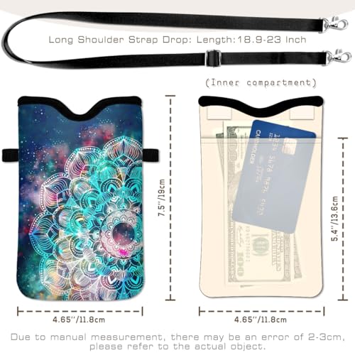 Universal Phone Sleeve Pouch with Crossbody Strap 7.6 X 4.3 Inches Shockproof Water Resistant Mobile Protection Bag-Mandala Nebula Neoprene Phone Pouch Bag - color: Mandala Nebula-Phone Pouch