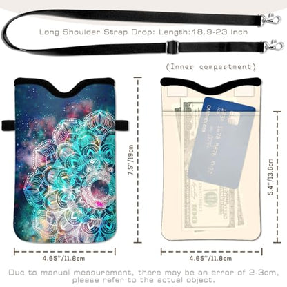 Universal Phone Sleeve Pouch with Crossbody Strap 7.6 X 4.3 Inches Shockproof Water Resistant Mobile Protection Bag-Mandala Nebula Neoprene Phone Pouch Bag - color: Mandala Nebula-Phone Pouch