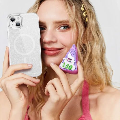LEMAXELERS Cute Clear Sparkly for iPhone 15 Magnetic Case -Clear SF | Glitter Anti-Yellowing Slim TPU Bumper Compatible with Magsafe Shockproof Protective Transparent Cover - color: Clear, size: iPhone 15