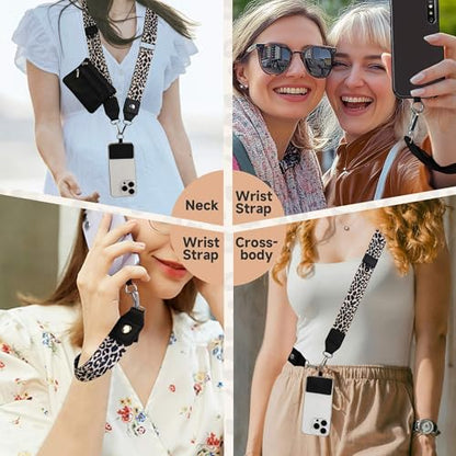 FUVLIFE Cell Phone Lanyard Crossbody, Clip and Go Phone Strap with Wallet - color: Leopard