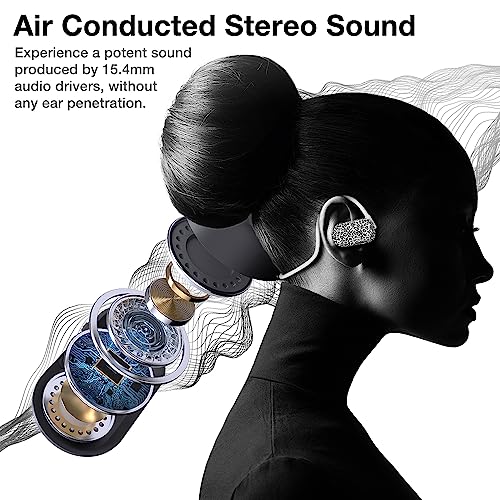 Purity Air Open Ear Headphones - True Air Conduction Wireless Bluetooth Open Ear Earbuds with Dual Mic for iPhone/Android - Secured Long Wearing Comfort, Sports Sweat Resistant (Leopard) - color: Leopard