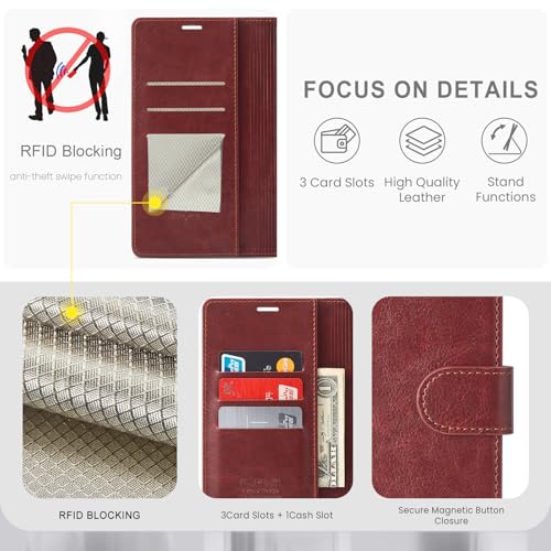 FLIPALM Wallet Case for Samsung Galaxy S26 Ultra 6.9", Brown | Card Holder, RFID Blocking, PU Leather Folio Flip, Kickstand, Protective Shockproof Cover - color: Brown, size: Samsung Galaxy S26 Ultra