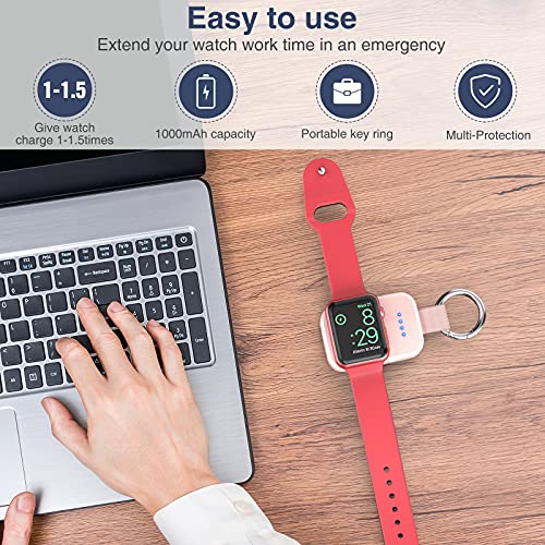 iVALUX Portable Wireless Charger for Apple Watch Travel Keychain Power Bank - color: Pink