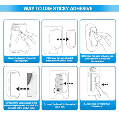pop-tech Sticky Pads Replacement for Socket Wallet Base,6pcs High Bond Double Sided Mounting Tape for PopWallet Grip, Adhesive Sticker for Socket Card Holder iPhone, Phone Wallet & Wallet Socket