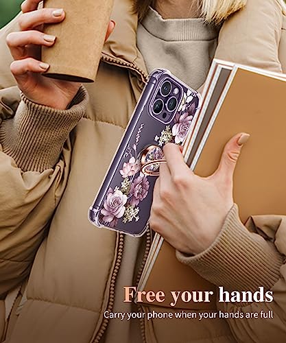 GVIEWIN Flower Cell Phone Ring Holder, Metal Kickstand Grip 360° Rotation - color: B-Cherry Blossoms