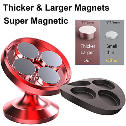 【2-Pack】Magnetic Phone Holder for Car Dash Strong Magnetic Car Phone Mount - color: Red